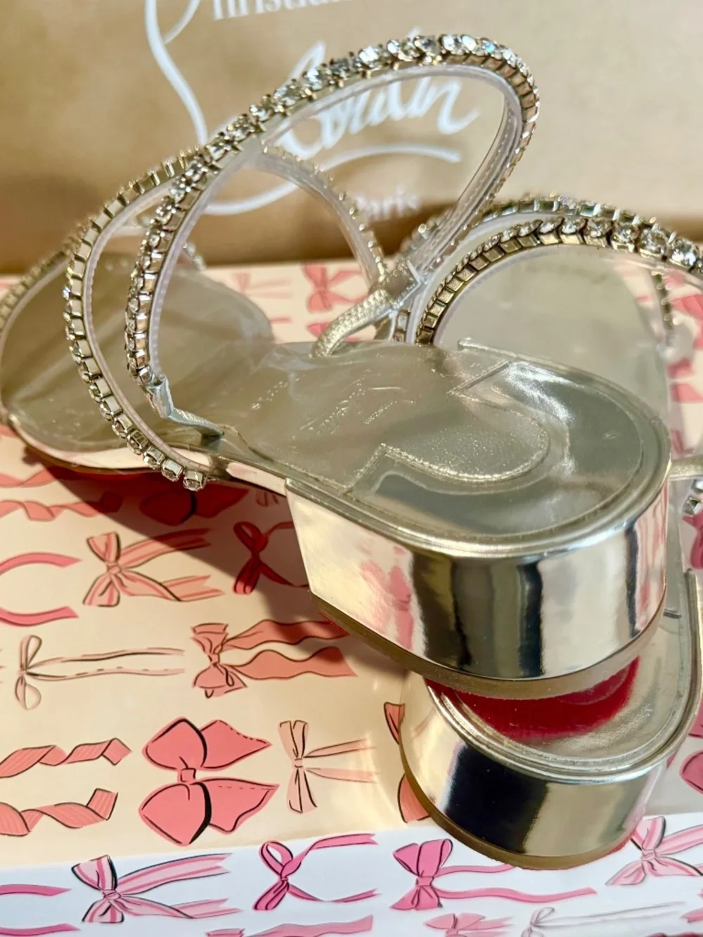 Christian Louboutin 39 Silver Sandals - Picture 1 of 5